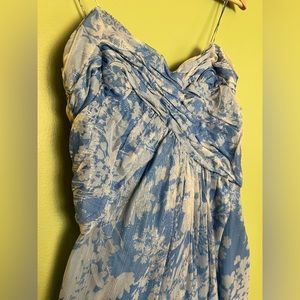 Vintage 1970s Blue Floral Spaghetti Strap Dress size 2